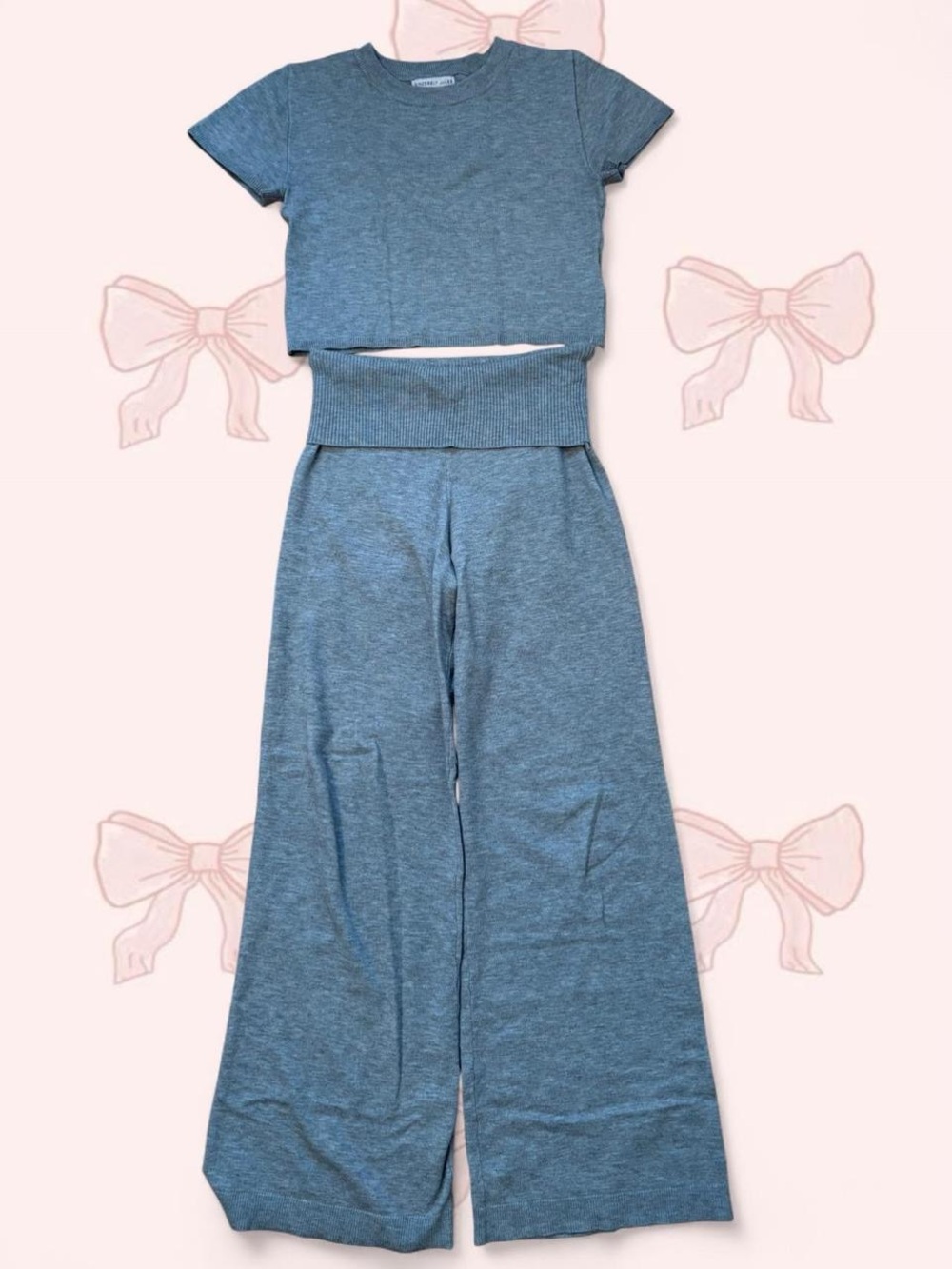 Sincerly Jules Grey Wide-Leg Knit Top & Pants Set